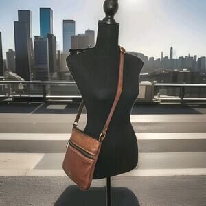 Fossil Small Brown Leather Crossbody Bag 8x8